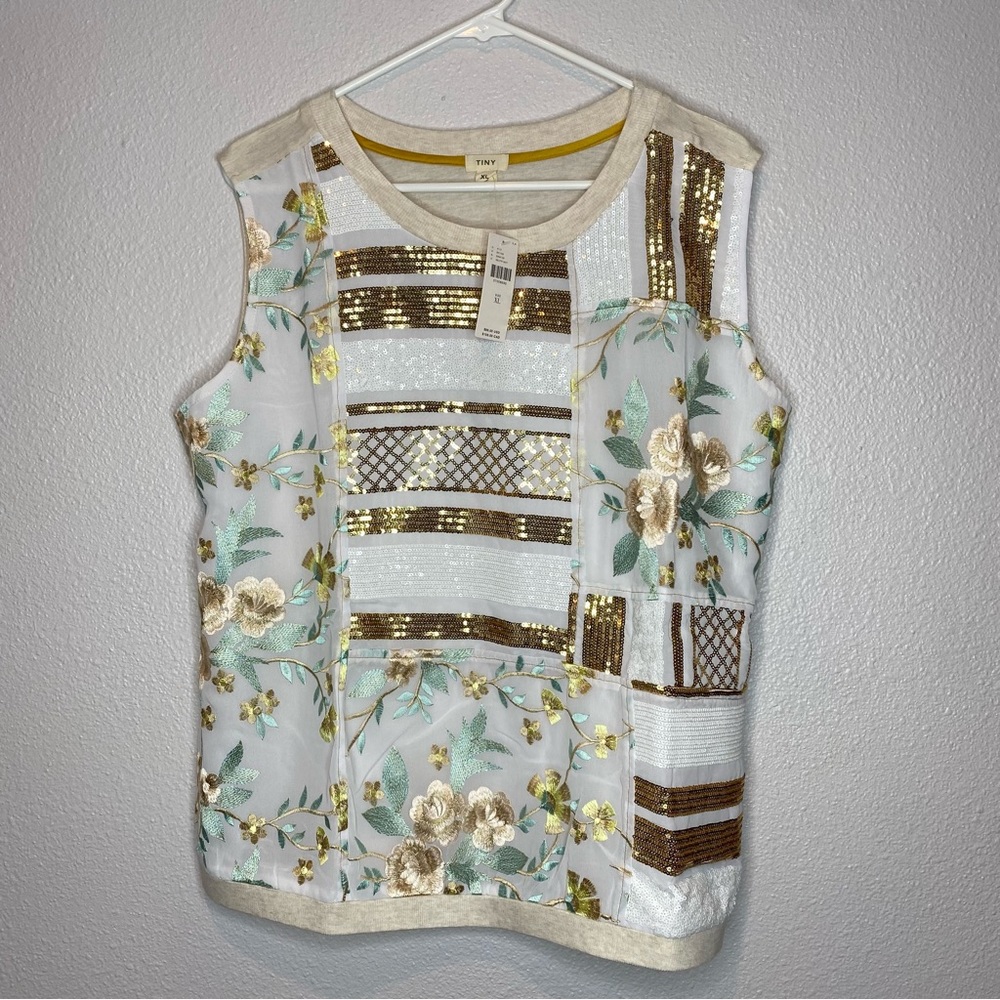 NWT Tiny Anthropologie Embroidered Jessika Sequined Top Size XL